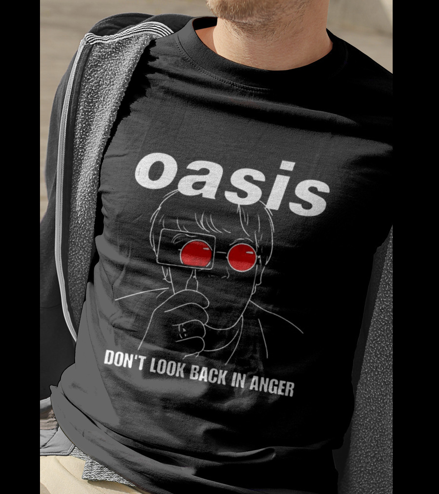 Oasis Don't Look Back In Anger Red Sunglasses T-Shirt