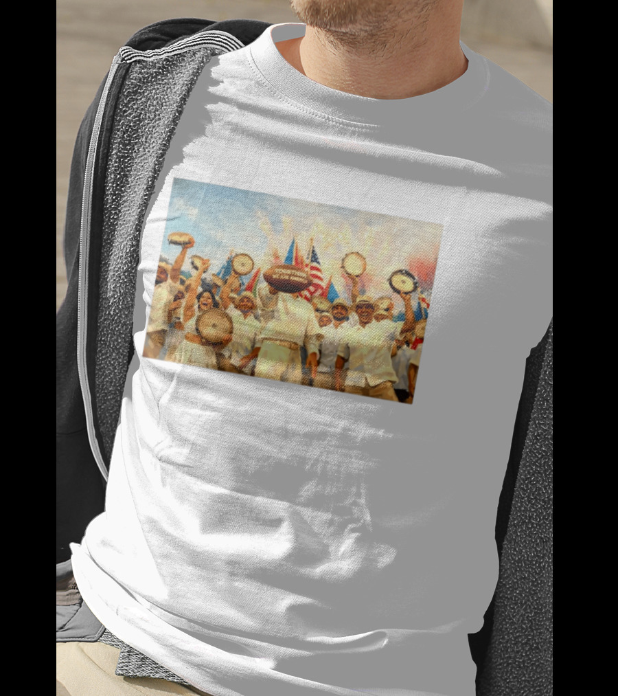 Together We Are America Tambourine Celebration With Flags And Diverse Group Unity T-Shirt