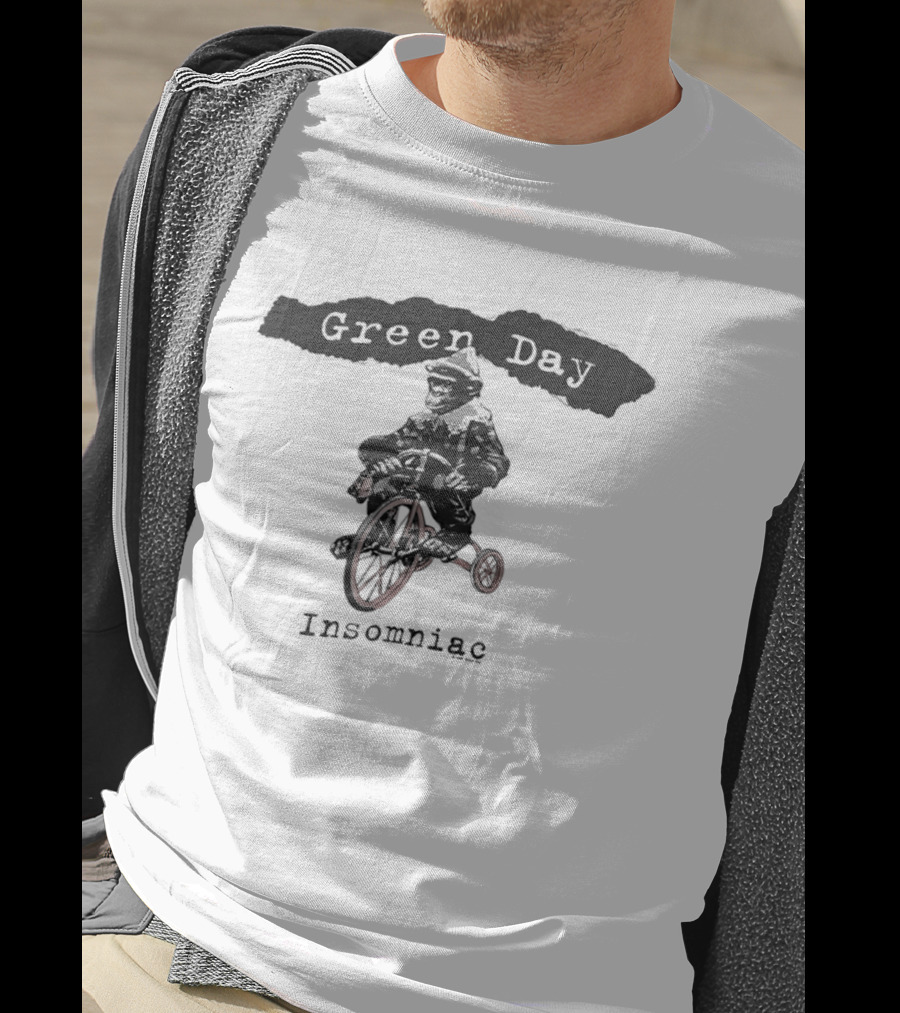 Green Day Insomniac Monkey Riding Bicycle T-Shirt
