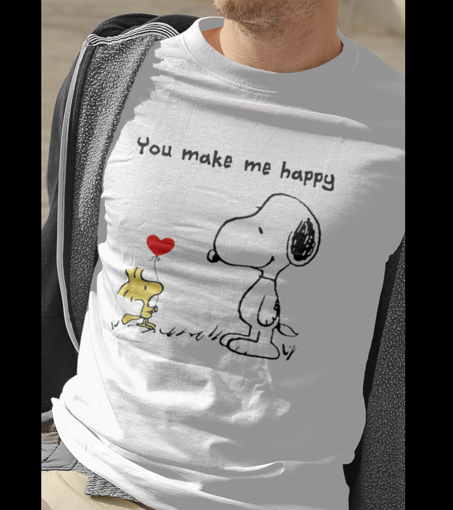 Snoopy Woodstock You Make Me Happy Heart Balloon T-Shirt