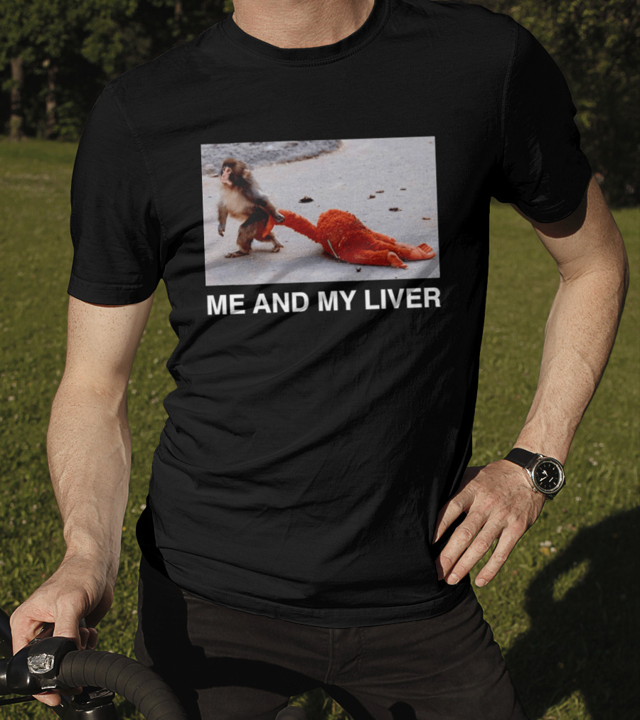 Punch Monkey Me And My Liver Funny Animal Scene T-Shirt