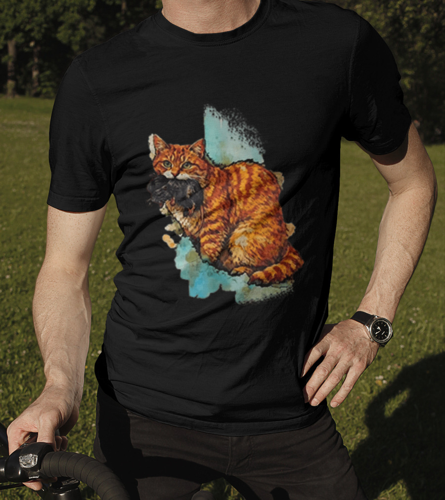 Iran Map Orange Tabby Cat With Mouse T-Shirt