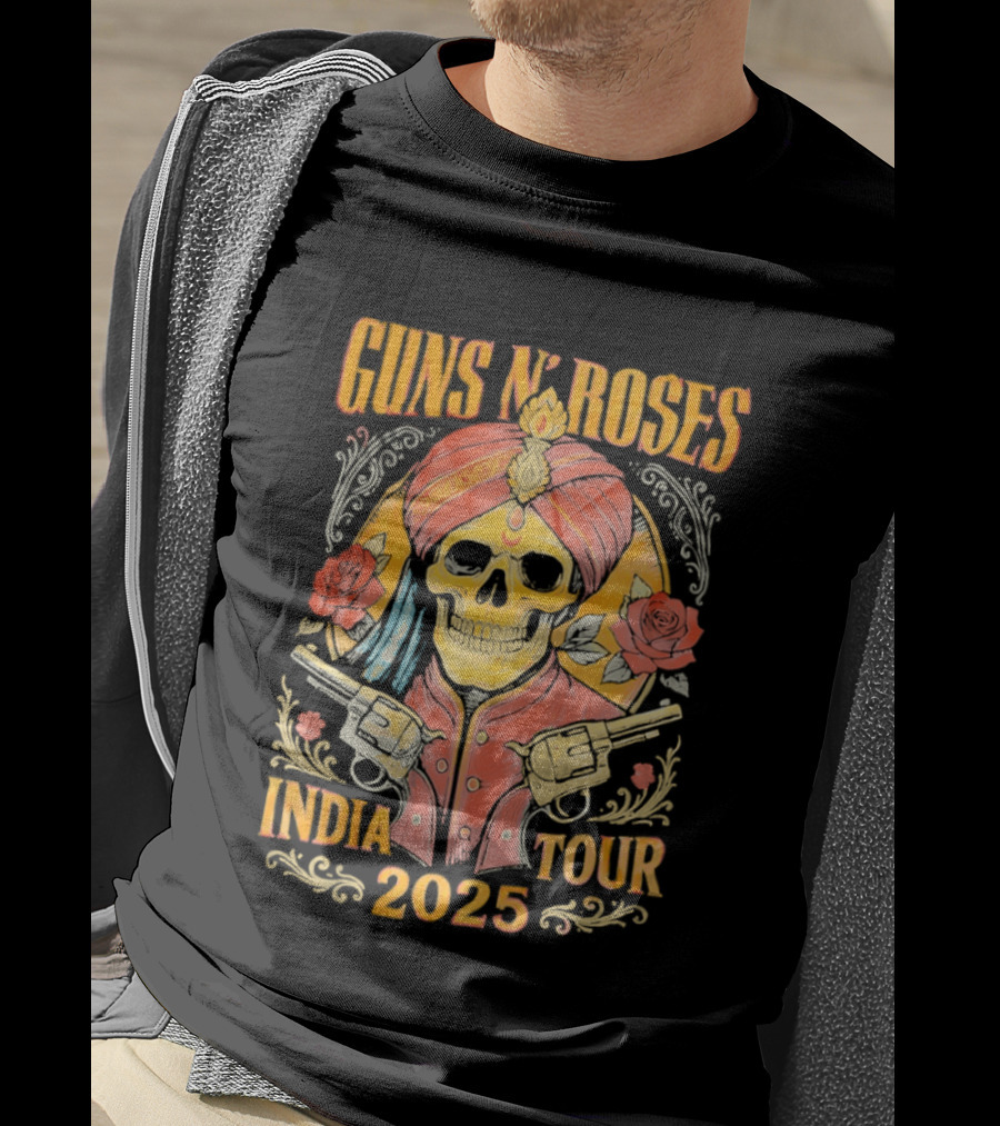 Guns N Roses Skeleton India Tour 2025 T-Shirt