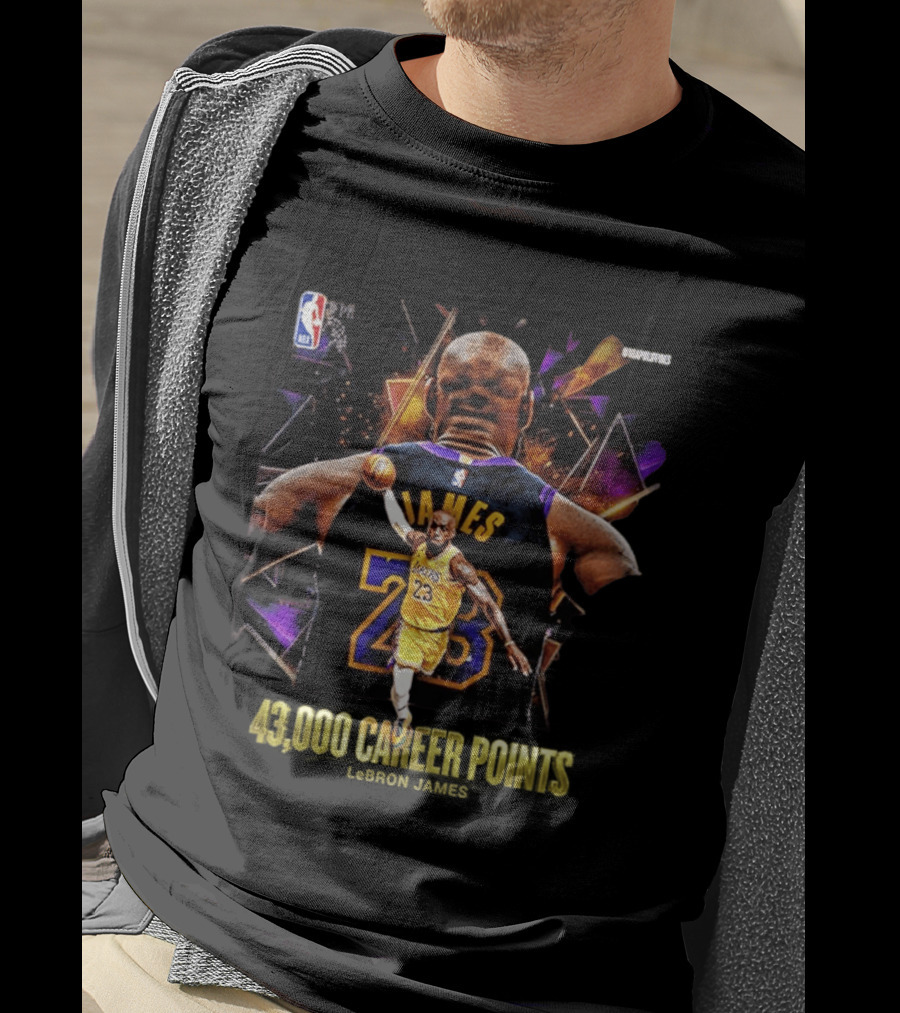 LeBron James NBA 43000 Career Points Achievement 23 Lakers T-Shirt