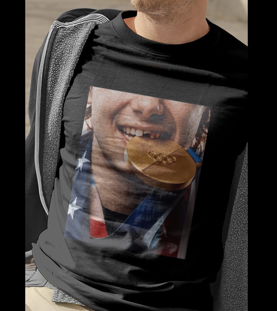 Jack Hughes Olympic Triumph 2026 USA Hockey Shattered Smile Golden Medal T-Shirt