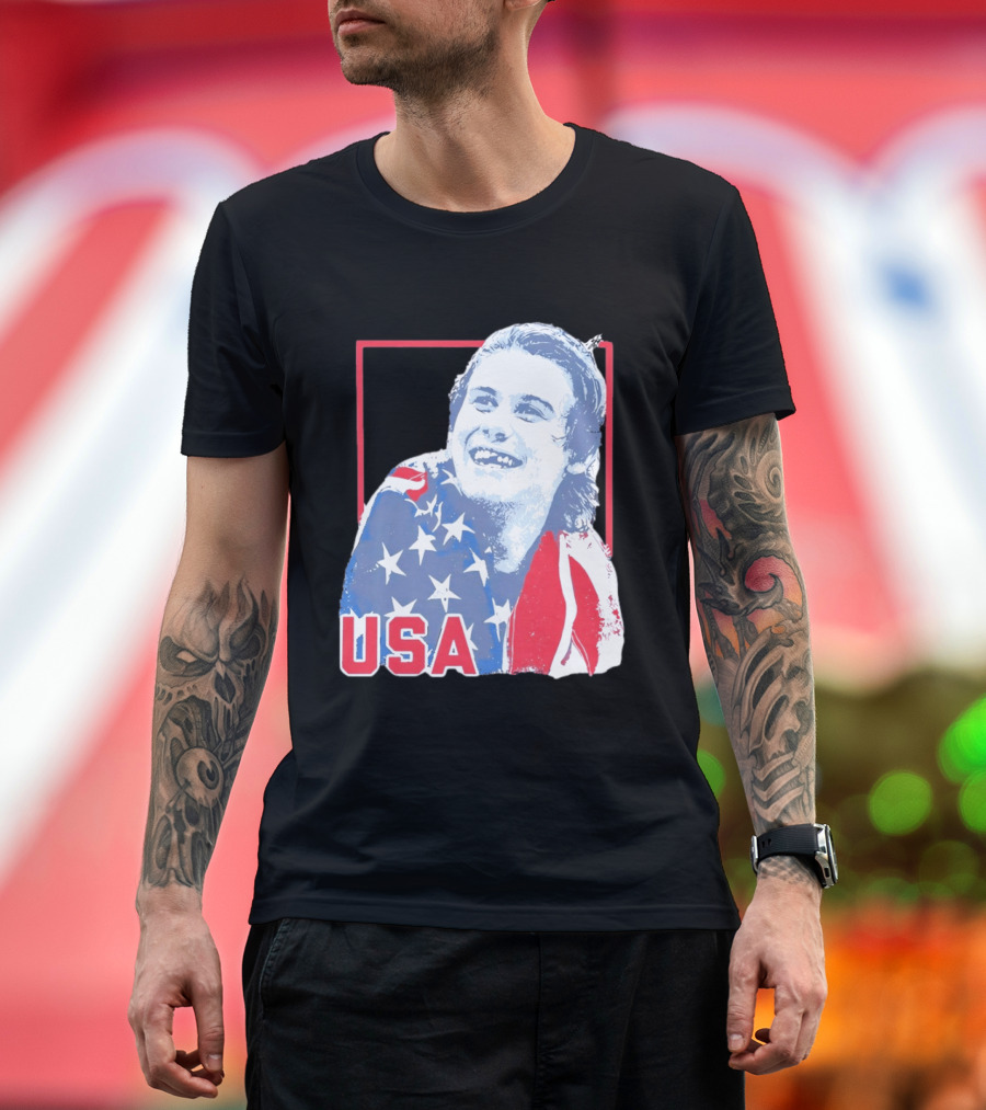 Jack Hughes USA Flag 2026 Hockey T-Shirt