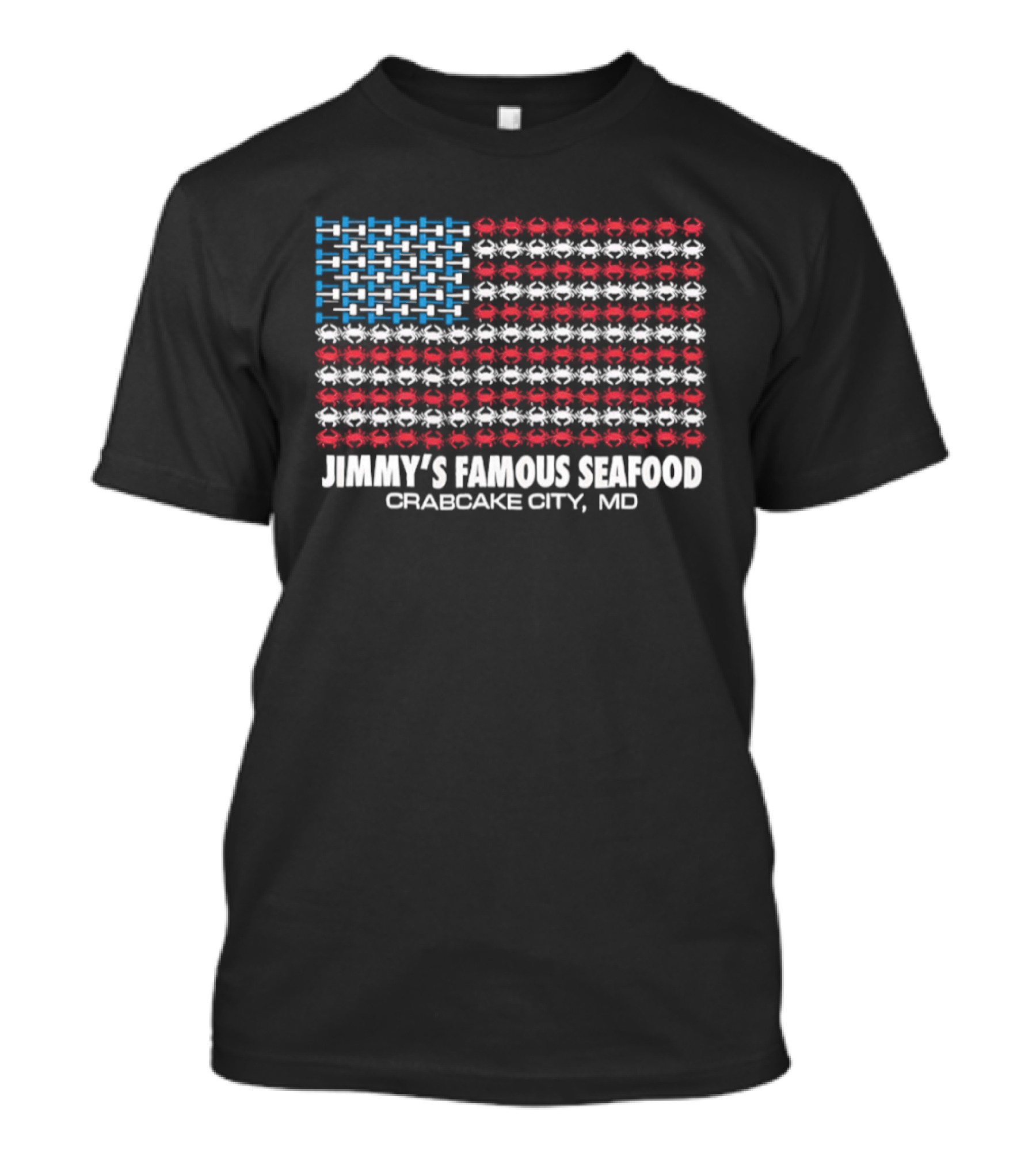 Crab Flag Jimmy's Famous Seafood Crabcake City MD USA Flag T-Shirt