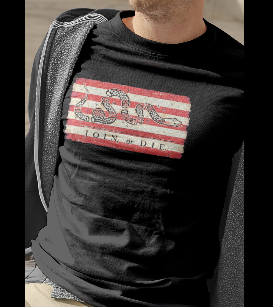 Join Or Die Snake Flag Benjamin Franklin Historical T-Shirt