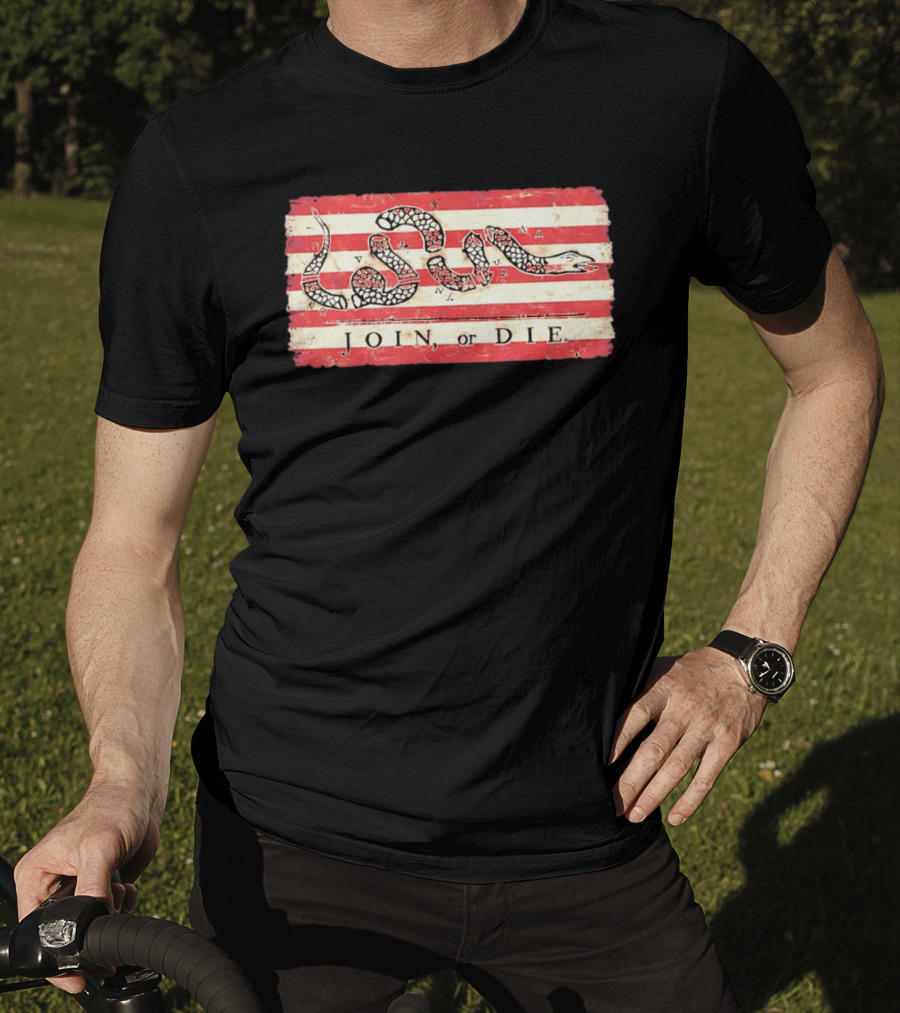 Join Or Die Snake Flag Benjamin Franklin Historical T-Shirt
