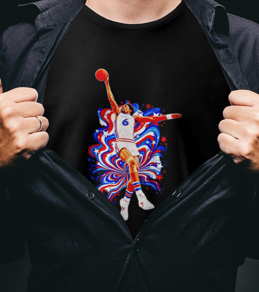 Philadelphia 76ers Julius Erving Dr. J Phunkadelic Slam Dunk T-Shirt