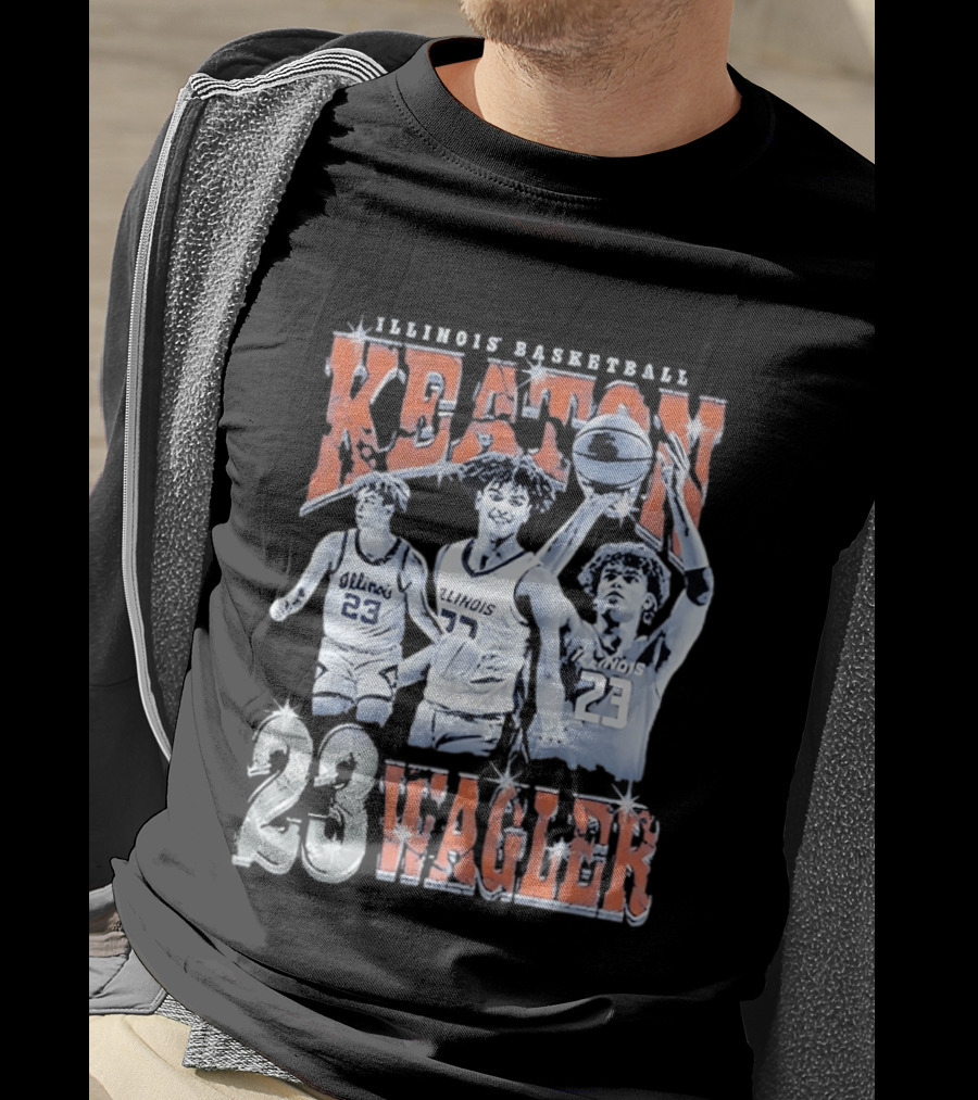 Keaton Wagler 23 Illinois Basketball Team Player Action Scenes T-Shirt