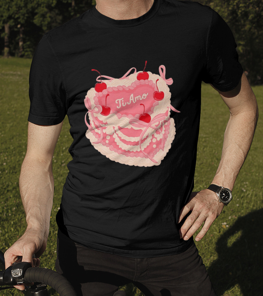 Ti Amo Heart Cake With Cherries And Bows T-Shirt