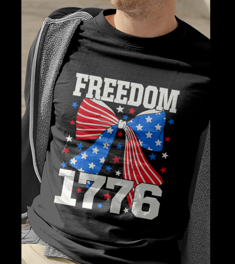 Freedom 1776 Patriotic Bow American Stars And Stripes T-Shirt