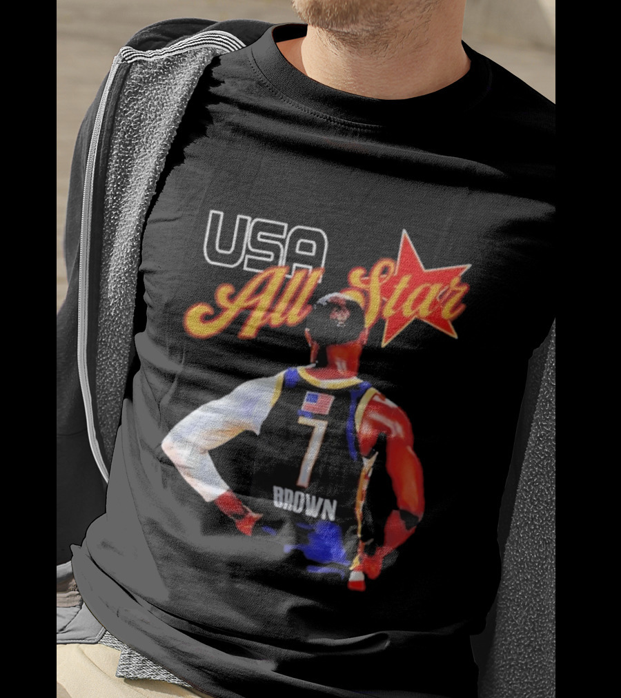 USA All Star 7 Brown Jersey 5X Champion JB T-Shirt