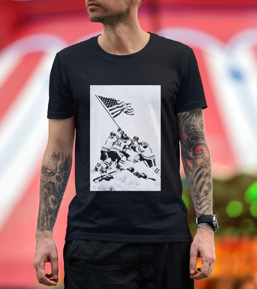USA Hockey Celebration American Flag Olympic Milano Cortina 2026 T-Shirt