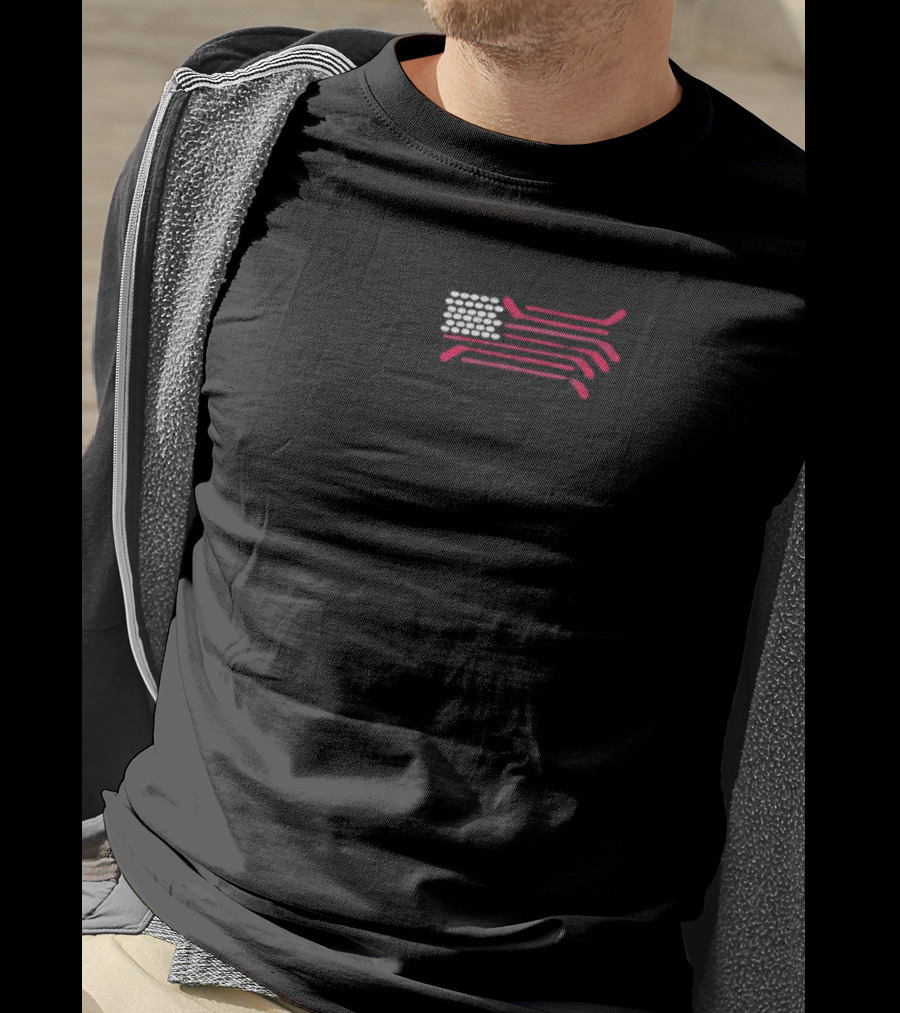 USA Hockey Sticks Flag Team T-Shirt