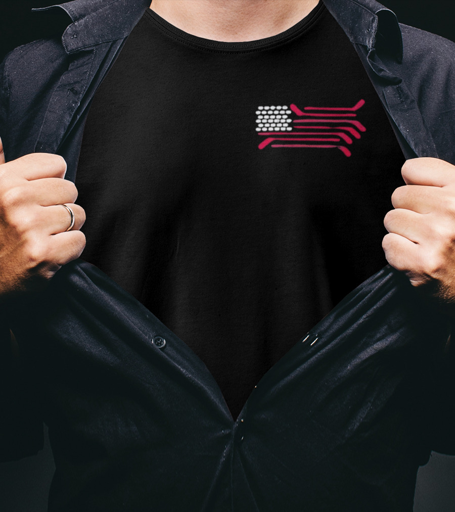USA Hockey Sticks Flag Team T-Shirt