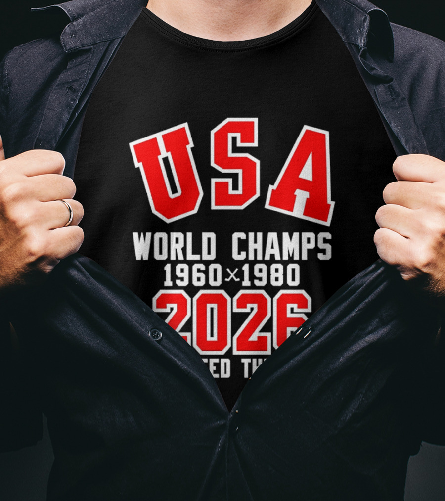 USA Hockey World Champs 1960 1980 2026 Legs Feed The Wolf T-Shirt