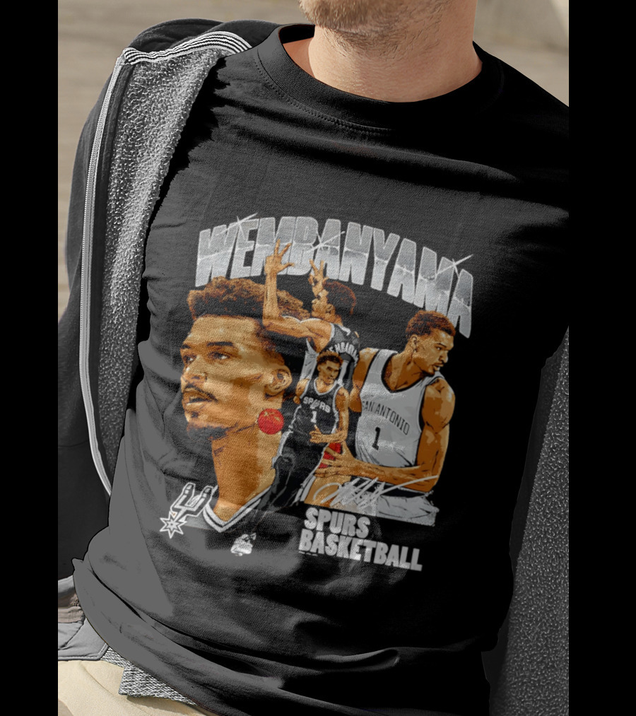 Wembanyama Spurs Basketball San Antonio Player Collage T-Shirt