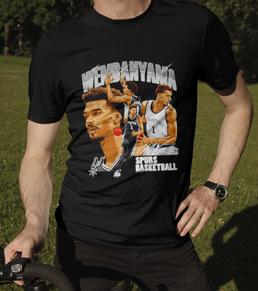 Wembanyama Spurs Basketball San Antonio Player Collage T-Shirt