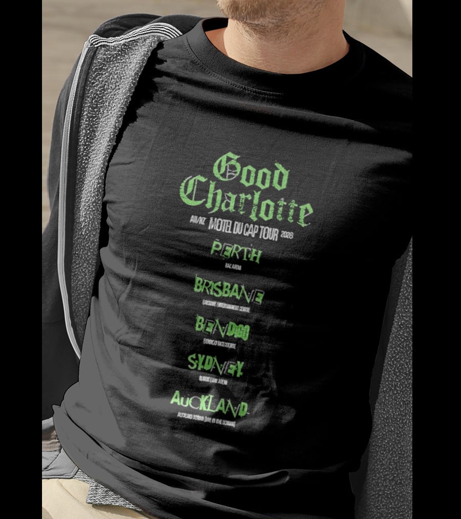Good Charlotte Motel Du Cap Tour 2026 Perth Brisbane Bendigo Sydney Auckland T-Shirt
