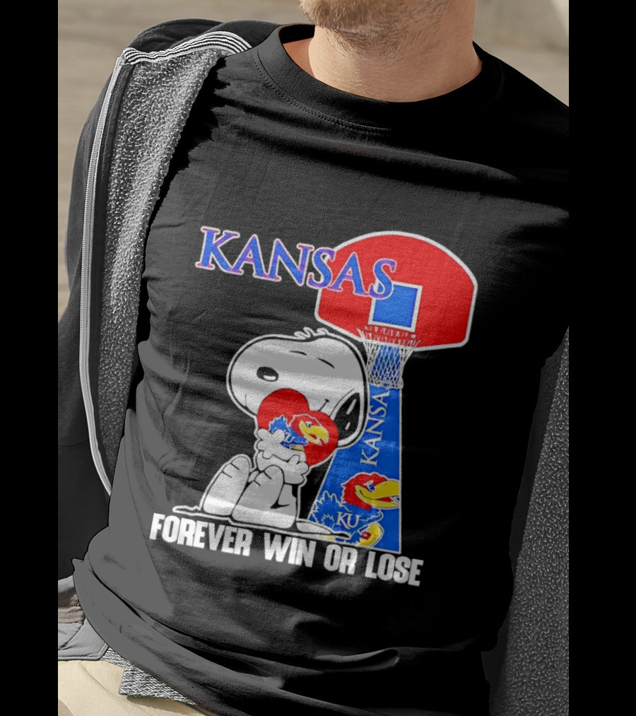 Kansas Jayhawks Basketball Snoopy Forever Win Or Lose T-Shirt