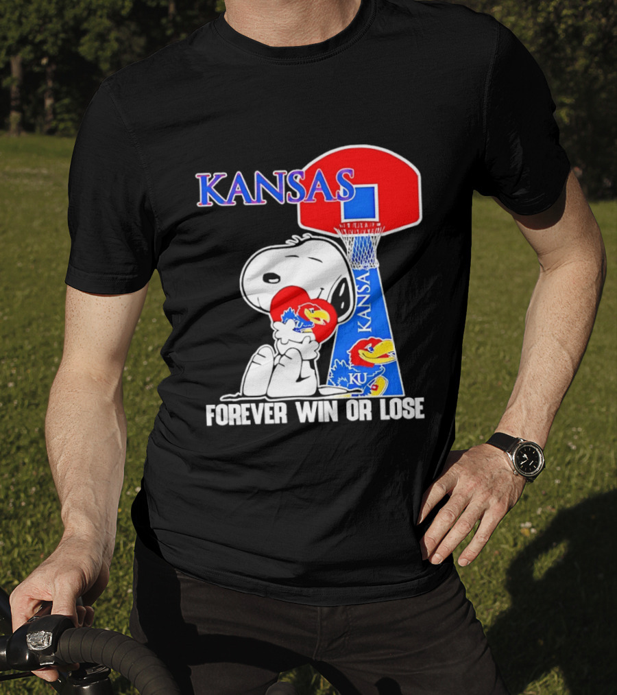 Kansas Jayhawks Basketball Snoopy Forever Win Or Lose T-Shirt