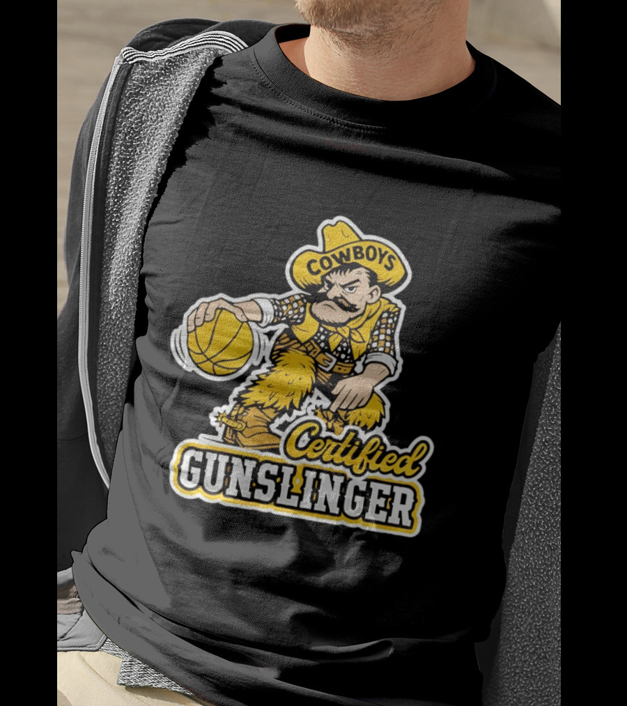Pistol Pete Cowboys Certified Gunslinger Basketball T-Shirt
