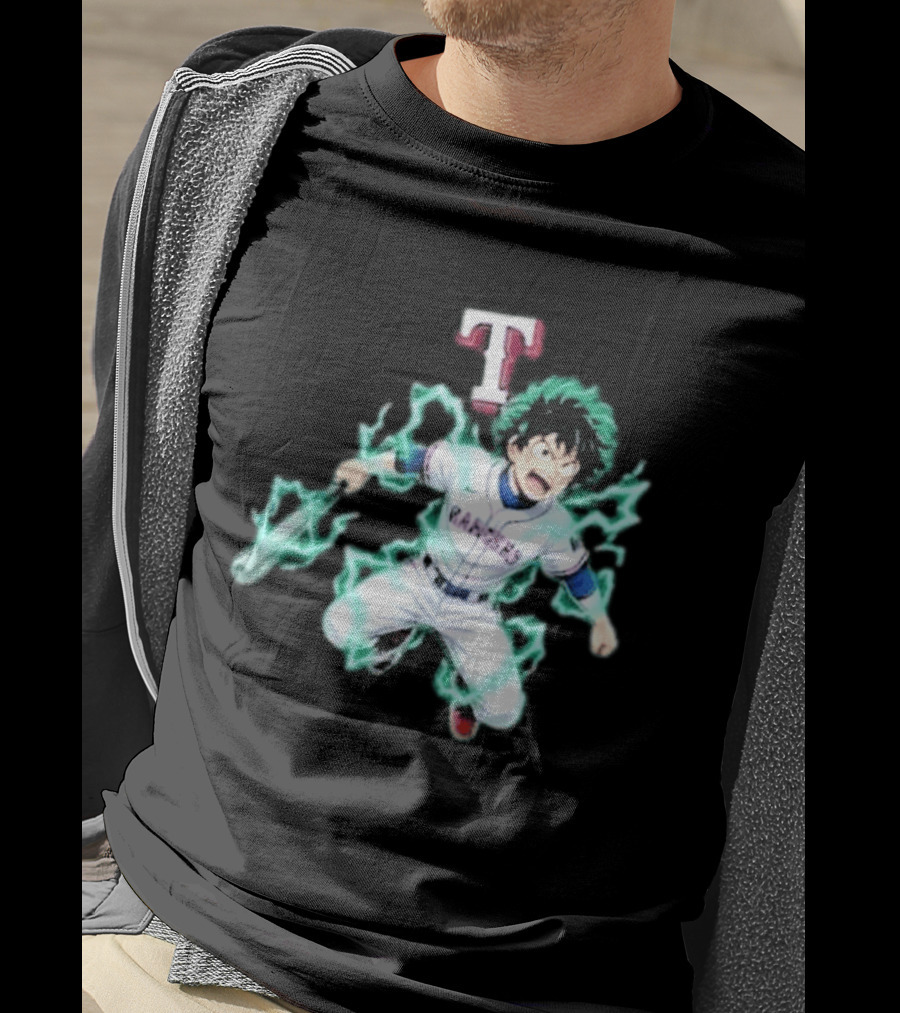 Deku My Hero Academia 2026 Texas Rangers MLB Collaboration Anime T-Shirt