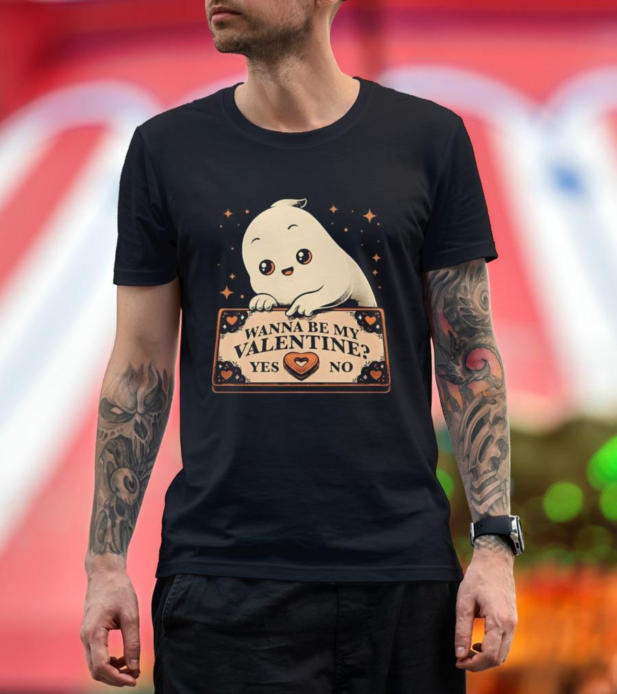 Ghost Ouija Wanna Be My Valentine Yes No Cute Valentine's Day Spirit T-Shirt