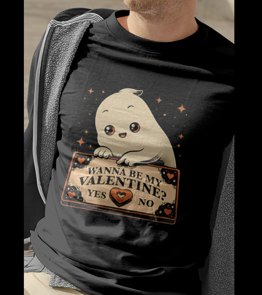 Ghost Ouija Wanna Be My Valentine Yes No Cute Valentine's Day Spirit T-Shirt
