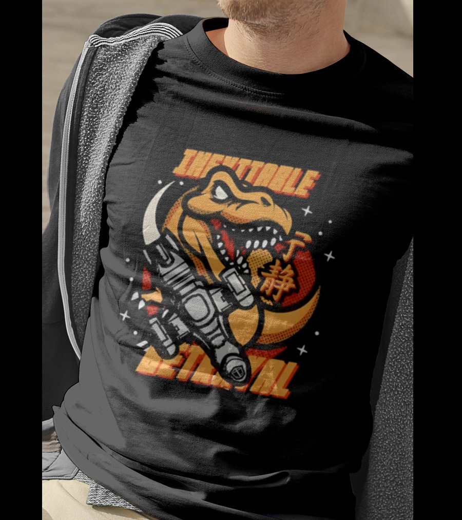Inevitable Betrayal Dinosaur Retro Style With Robot T-Shirt