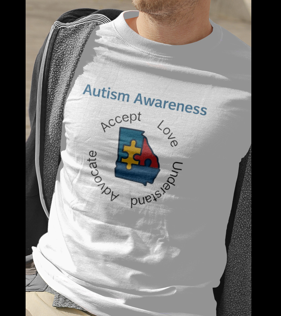 Autism Awareness Georgia Puzzle Piece Accept Love Understand Advocate T-Shirt