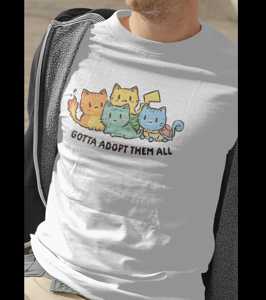 Gotta Adopt Them All Cat Parody With Cute Elemental Kittens T-Shirt
