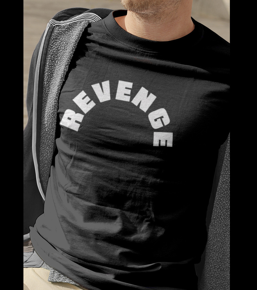 Revenge White Arched Bold Lettering T-Shirt
