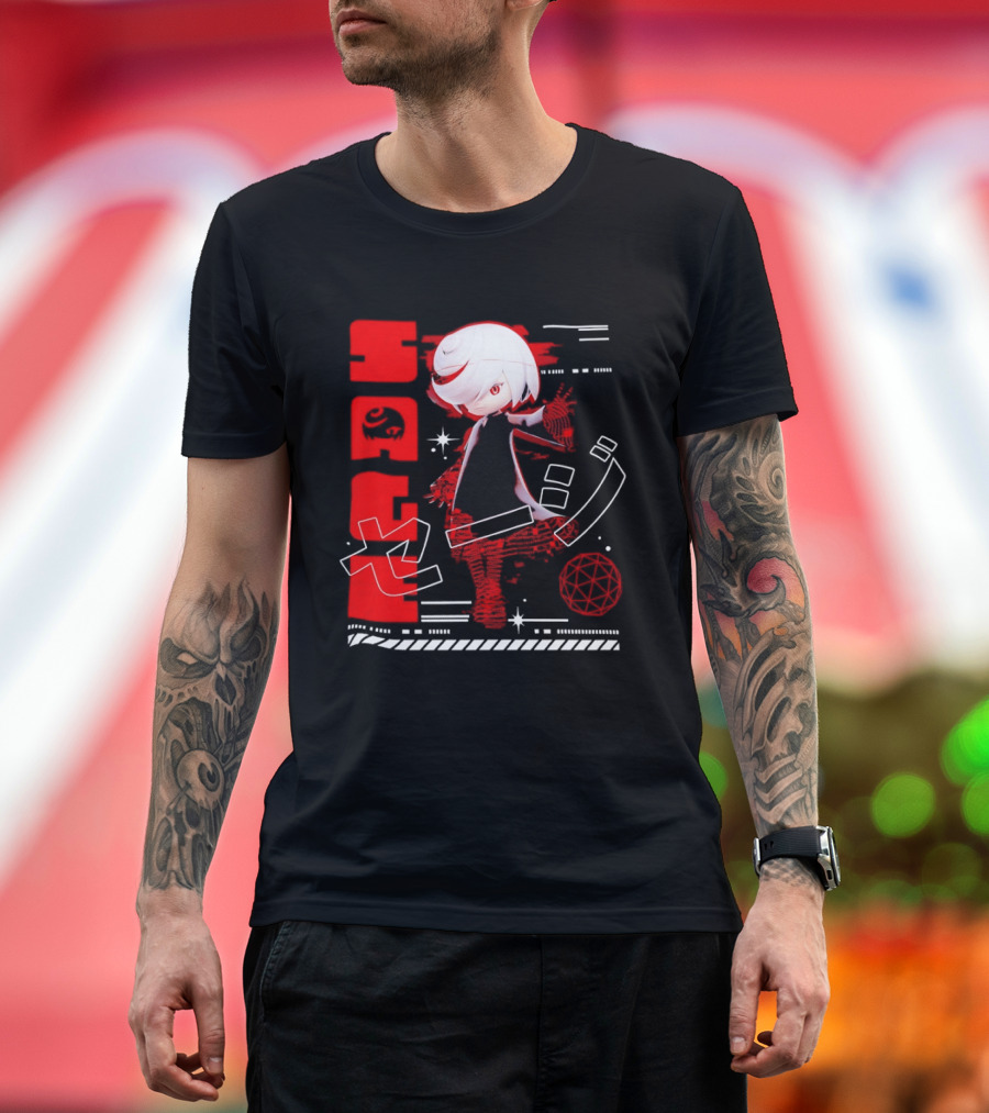 Sage Frontiers Character Illustration With Bold Red T-Shirt