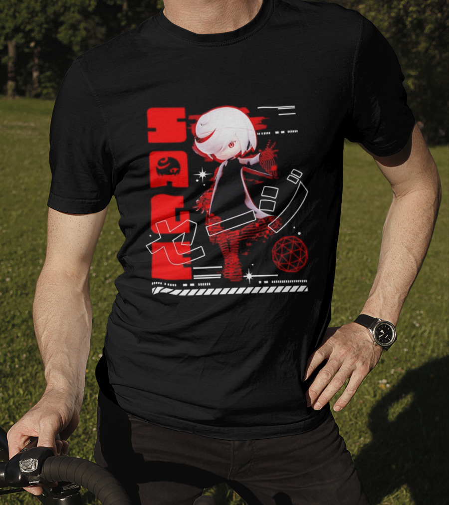 Sage Frontiers Character Illustration With Bold Red T-Shirt