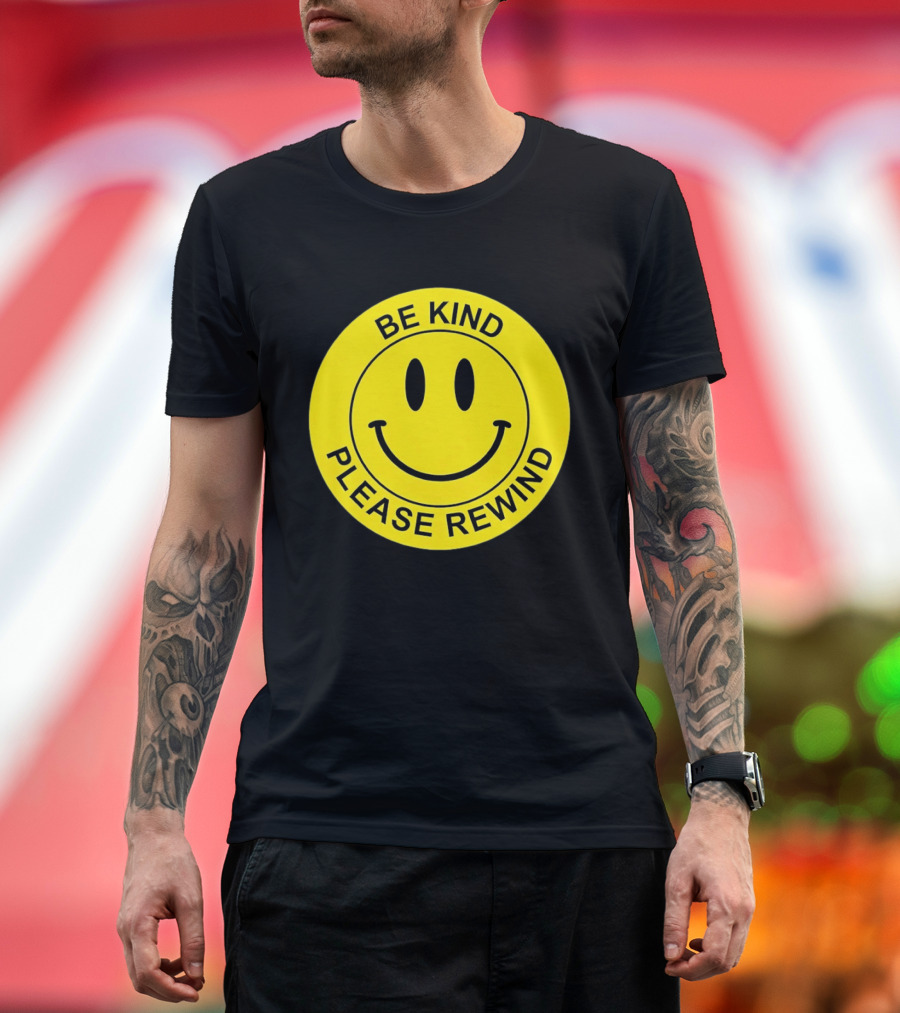 Be Kind Please Rewind Smiley Face Nostalgic Reminder T-Shirt