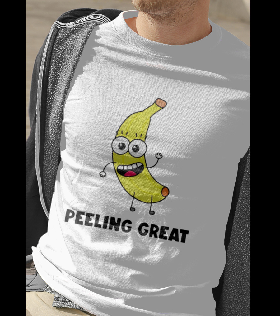 Peeling Great Banana Cartoon Character Fun Expression T-Shirt