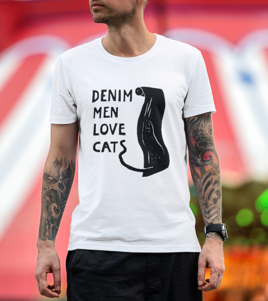 Denim Men Love Cats Feline T-Shirt