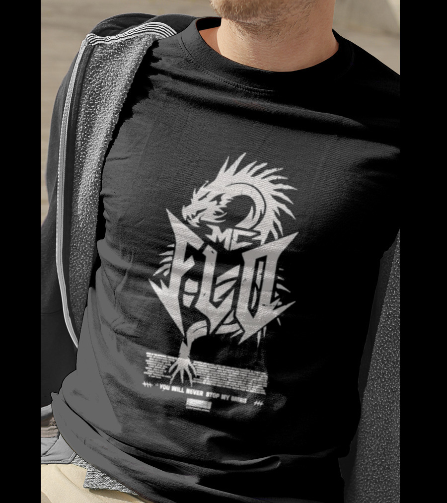 MC Flo Dragon Emblem Never Stop Grind Determination T-Shirt