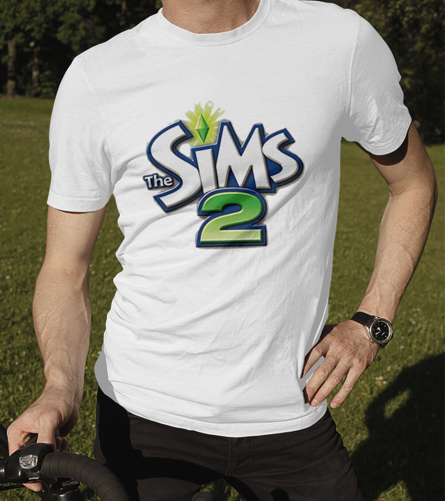 The Sims 2 Iconic Green Plumbob Logo With Classic Blue And Green T-Shirt
