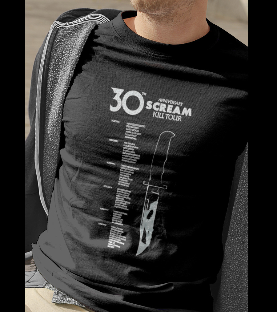 Scream Horror Movie 30th Anniversary Kill Tour Knife Graphic With Tour Dates T-Shirt