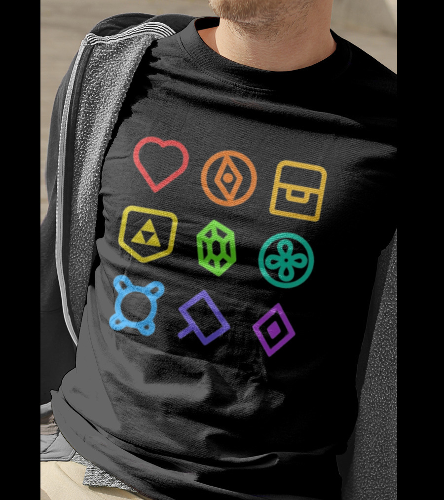 Zeldathon Triforce Heart Compass Chest Neon T-Shirt