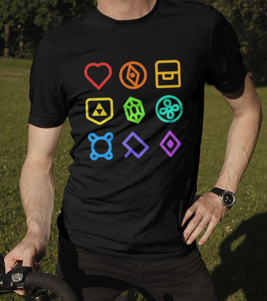 Zeldathon Triforce Heart Compass Chest Neon T-Shirt