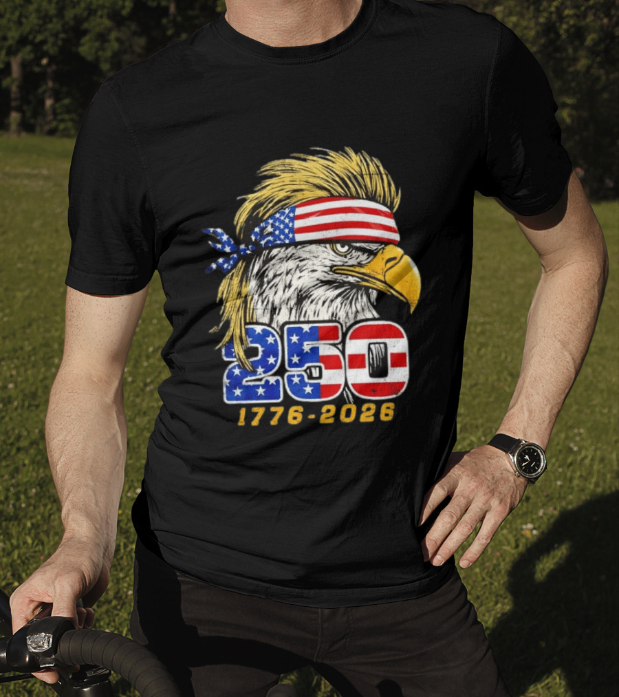 Eagle 250 Mullet Edition 1776 2026 US Flag Bandana Anniversary T-Shirt