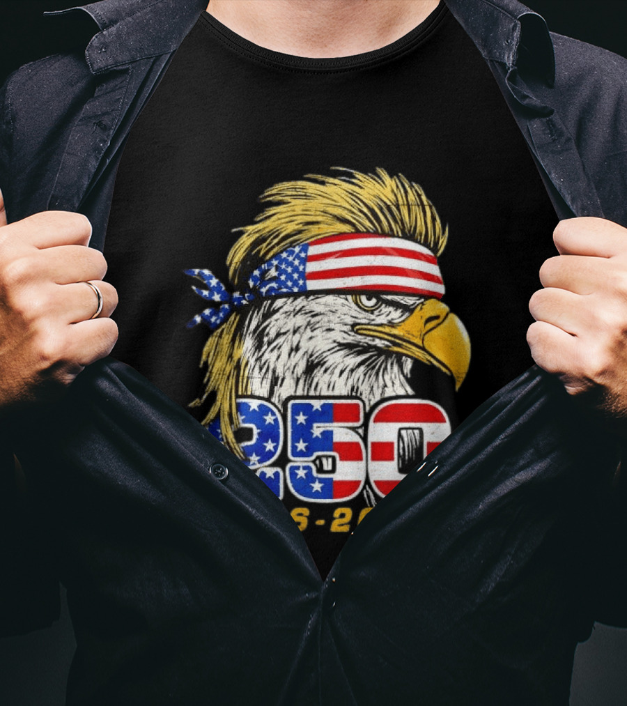 Eagle 250 Mullet Edition 1776 2026 US Flag Bandana Anniversary T-Shirt