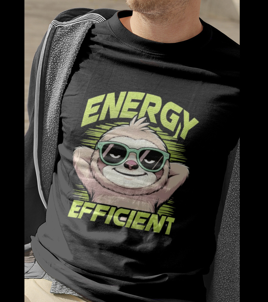 Energy Efficient Relaxed Sloth With Sunglasses T-Shirt