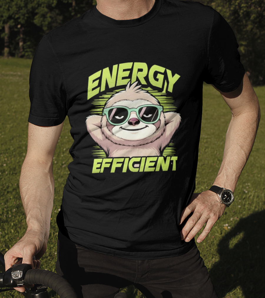 Energy Efficient Relaxed Sloth With Sunglasses T-Shirt