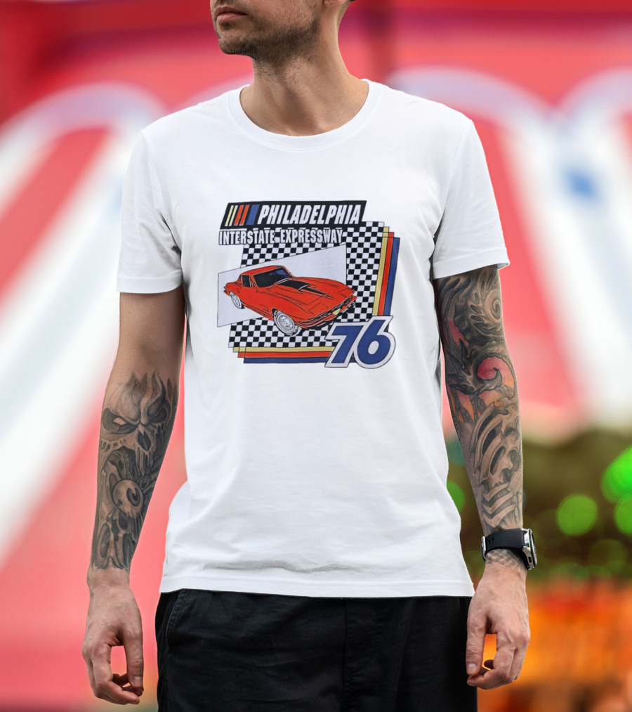 Philadelphia Interstate Expressway 76 Red Sports Car Racing T-Shirt